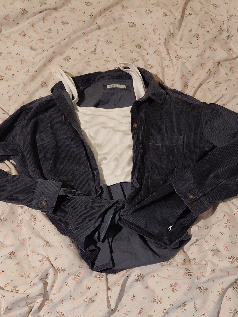 Hollister Slate Blue Corduroy Button-Down Shirt